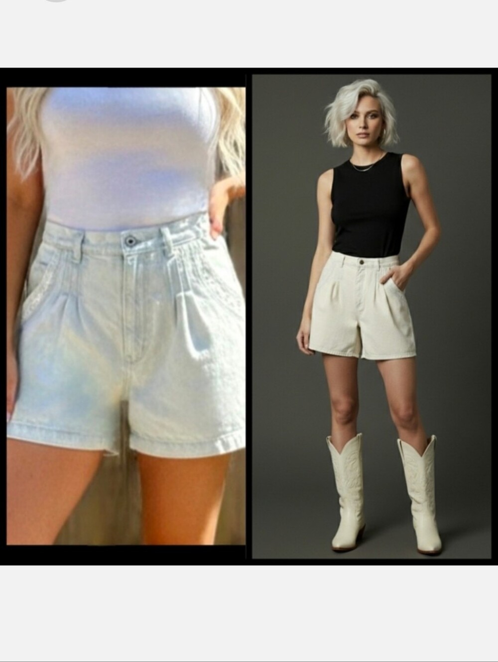 Vtg 90s Roper white denim blue ombre lace pocket pleats high waist jean shorts 4